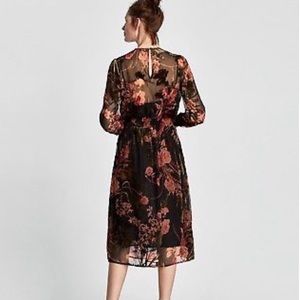 Zara floral velvet midi dress